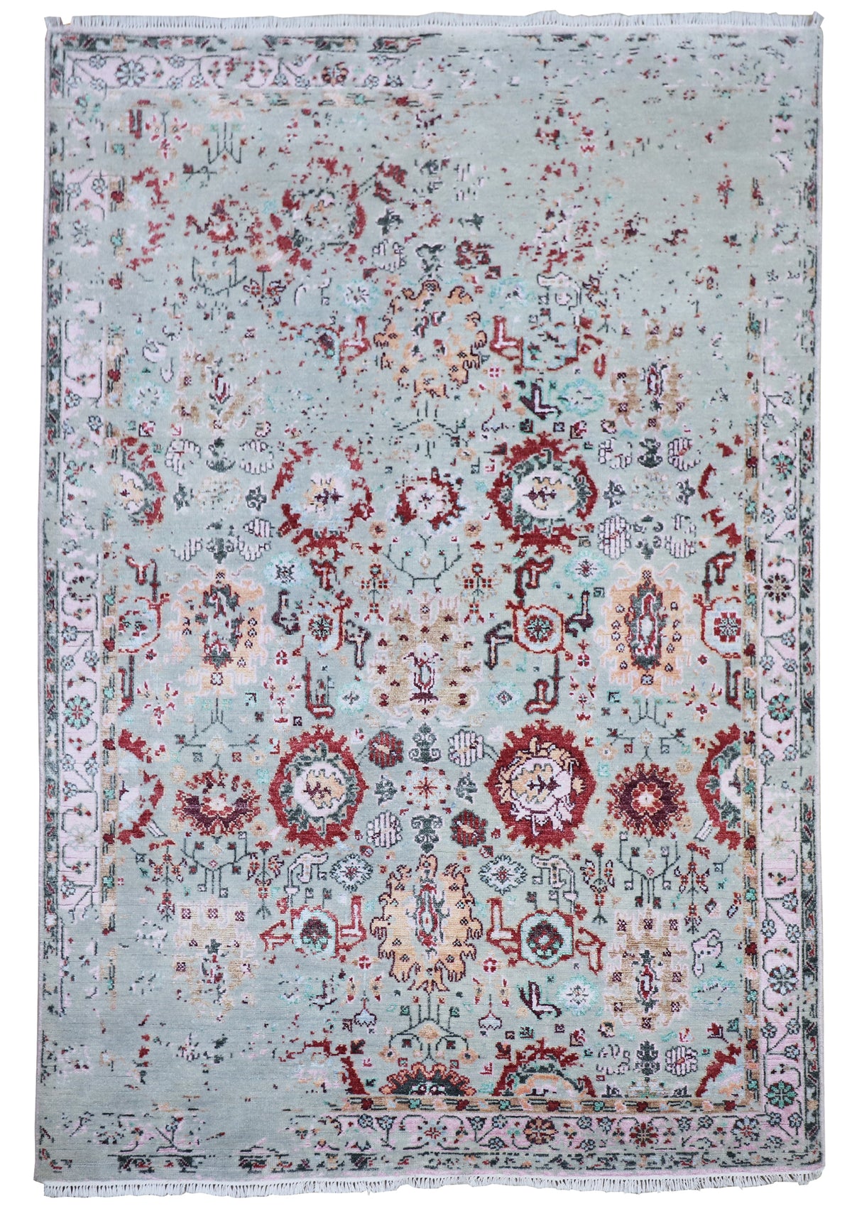 2025 Mint Ruby Blossom Oushak Rug - 235x166 cm