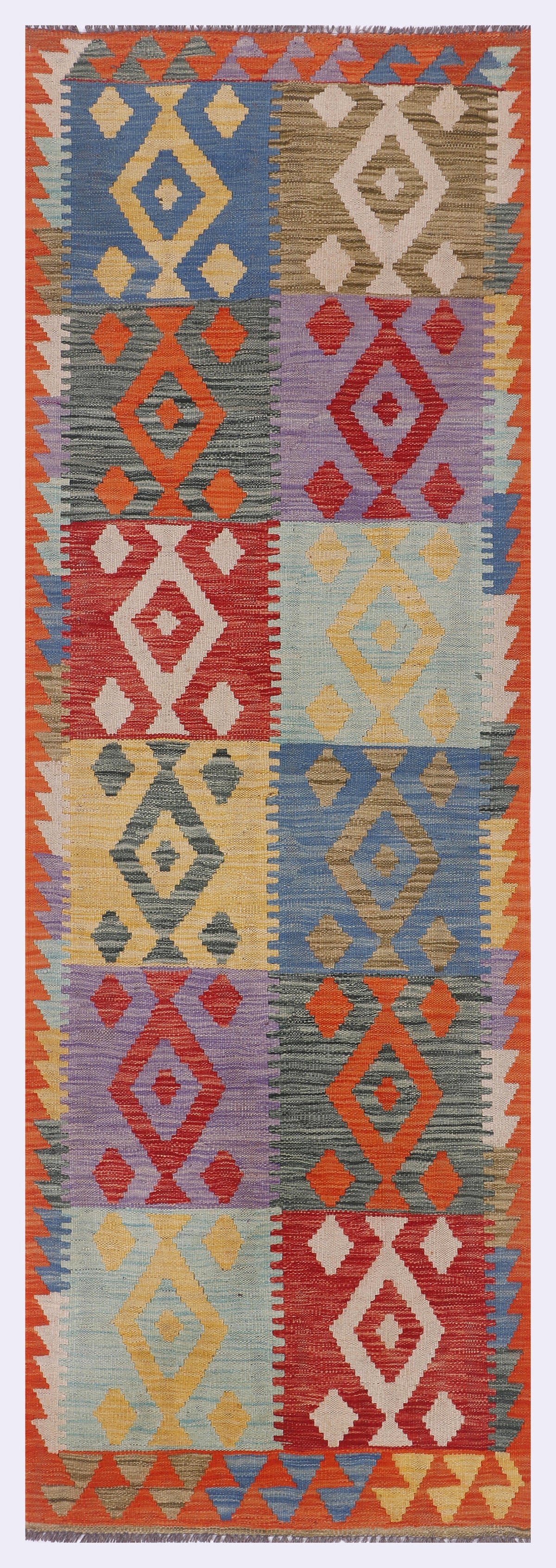 Tapis kilim Chemin de mosaïque 252x84 cm