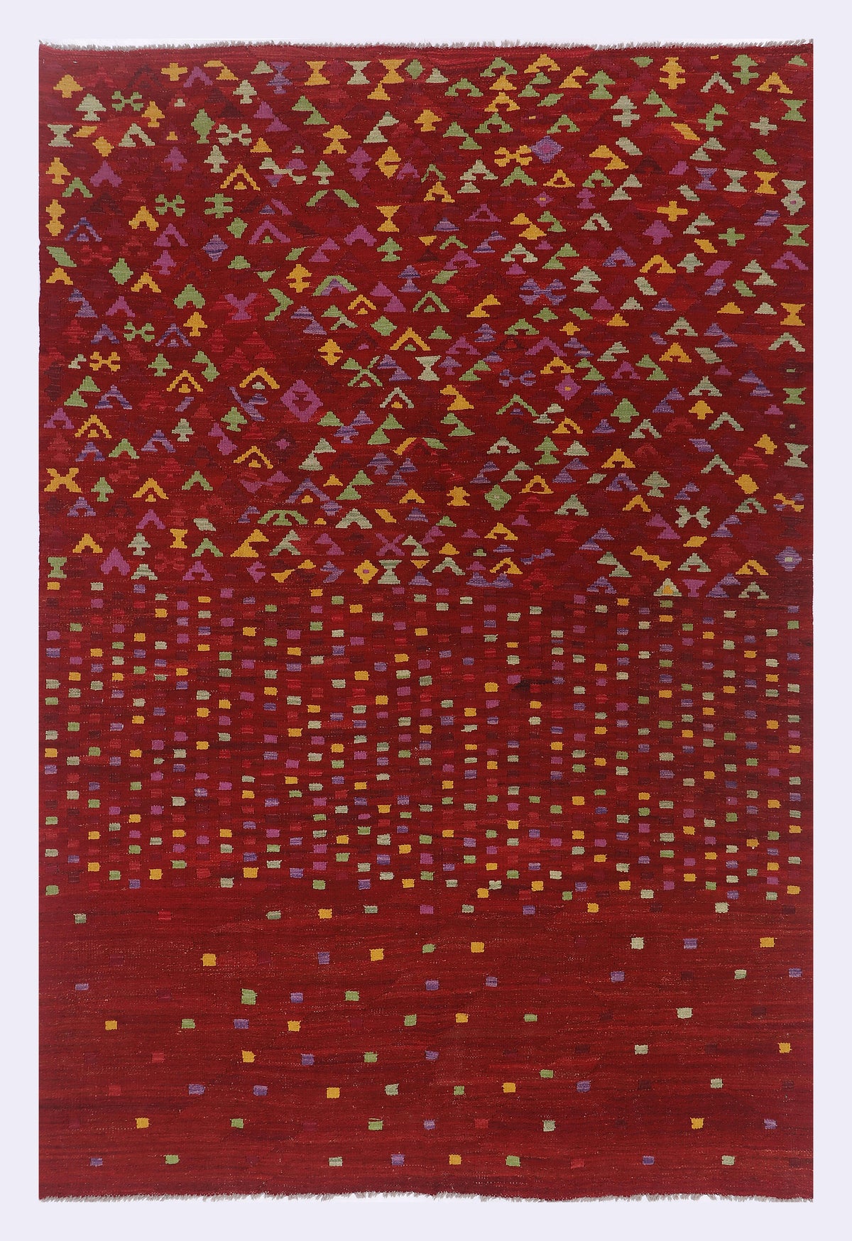 Kilim rouge mosaïque cramoisi 293 x 195 cm