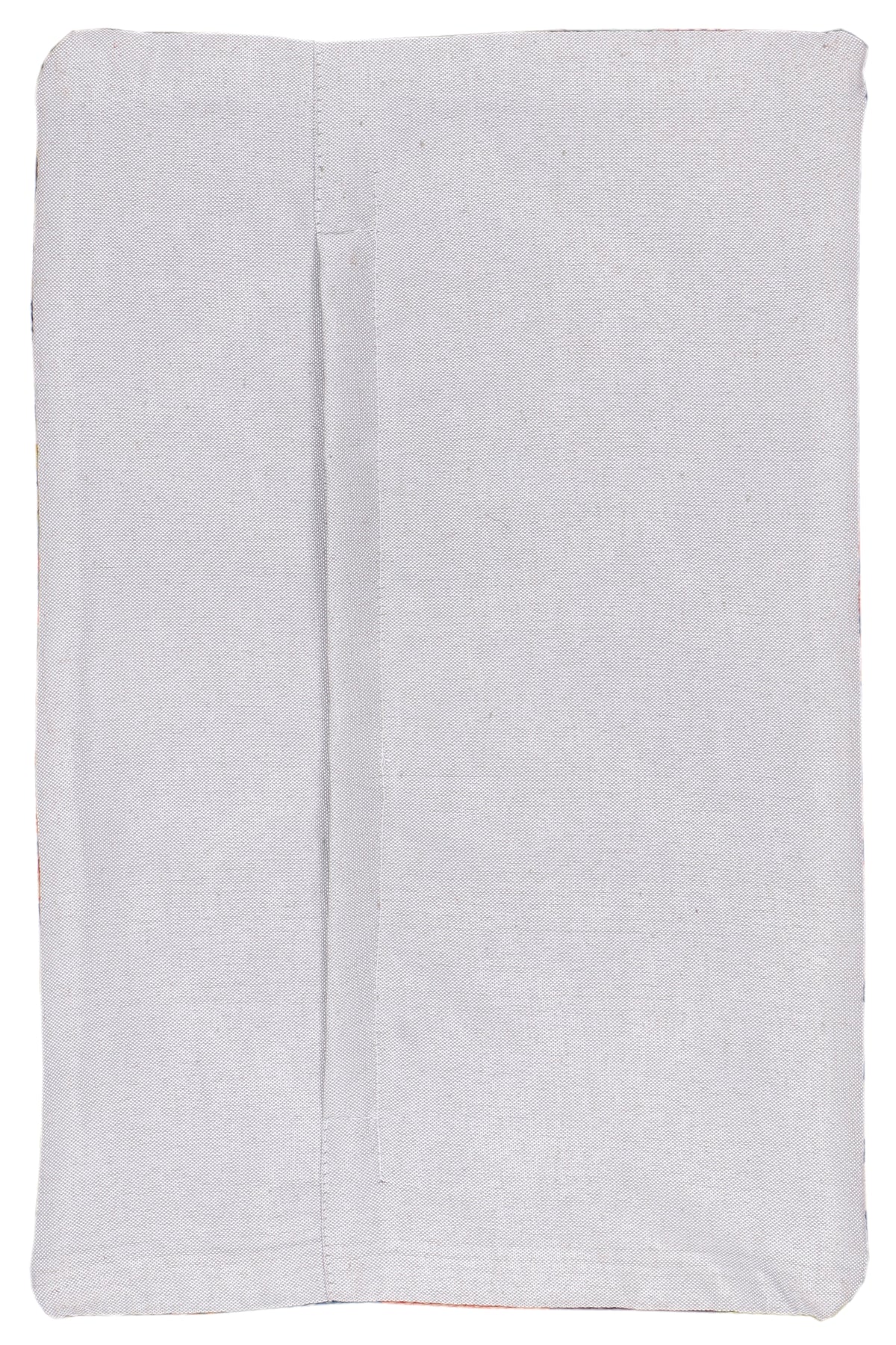 Light gray kilim cushion cover with stitched border and center seam, 35x55 cm