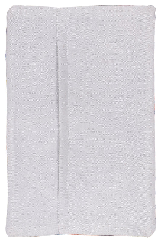 Light gray kilim cushion cover with stitched border and center seam, 35x55 cm