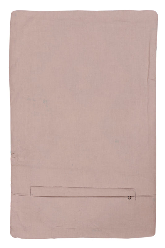 Rectangular cushion cover, solid light pink fabric, with simple border seam