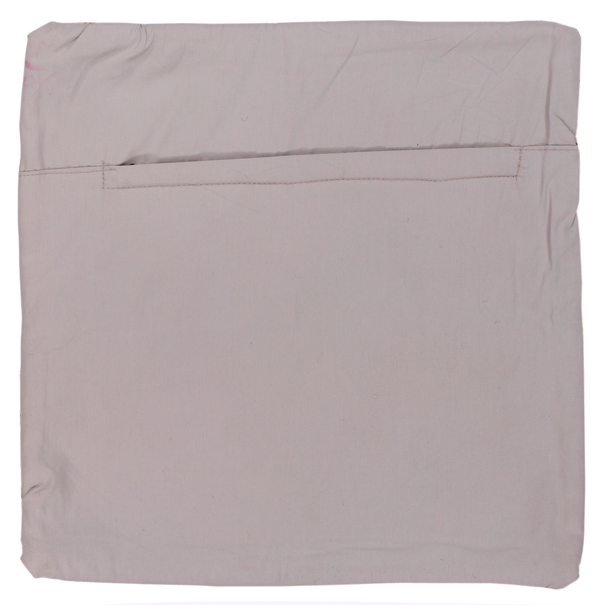 Light gray kilim cushion back cover, plain with visible stitching and corners