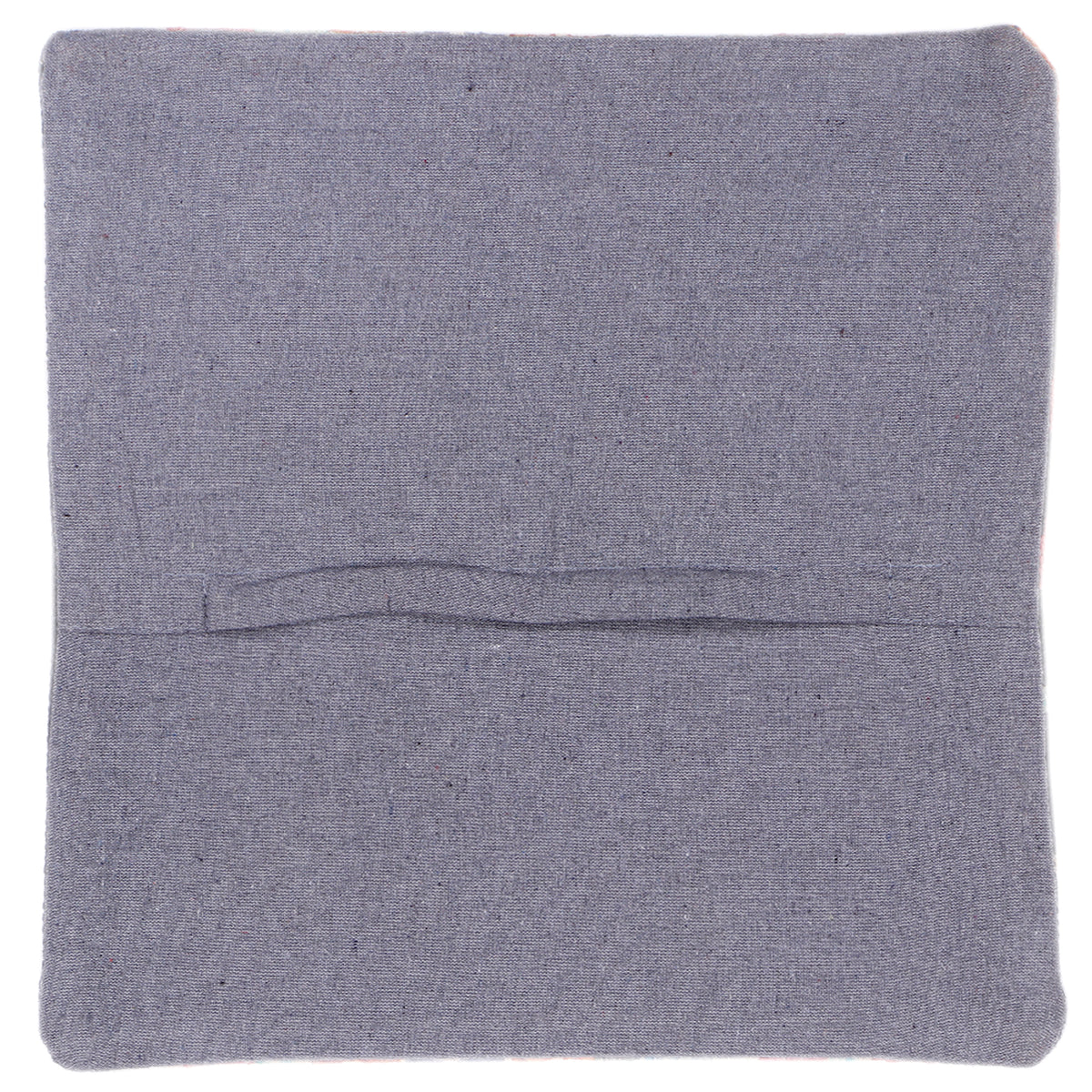 Square cushion cover with plain gray fabric back, 45x45 cm