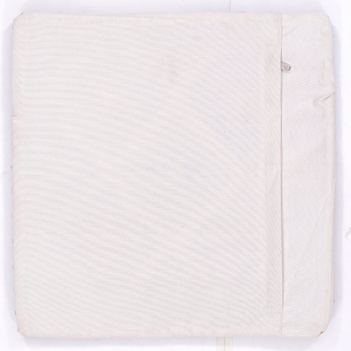 Kilim cushion cover back in off-white with stitched edge seam