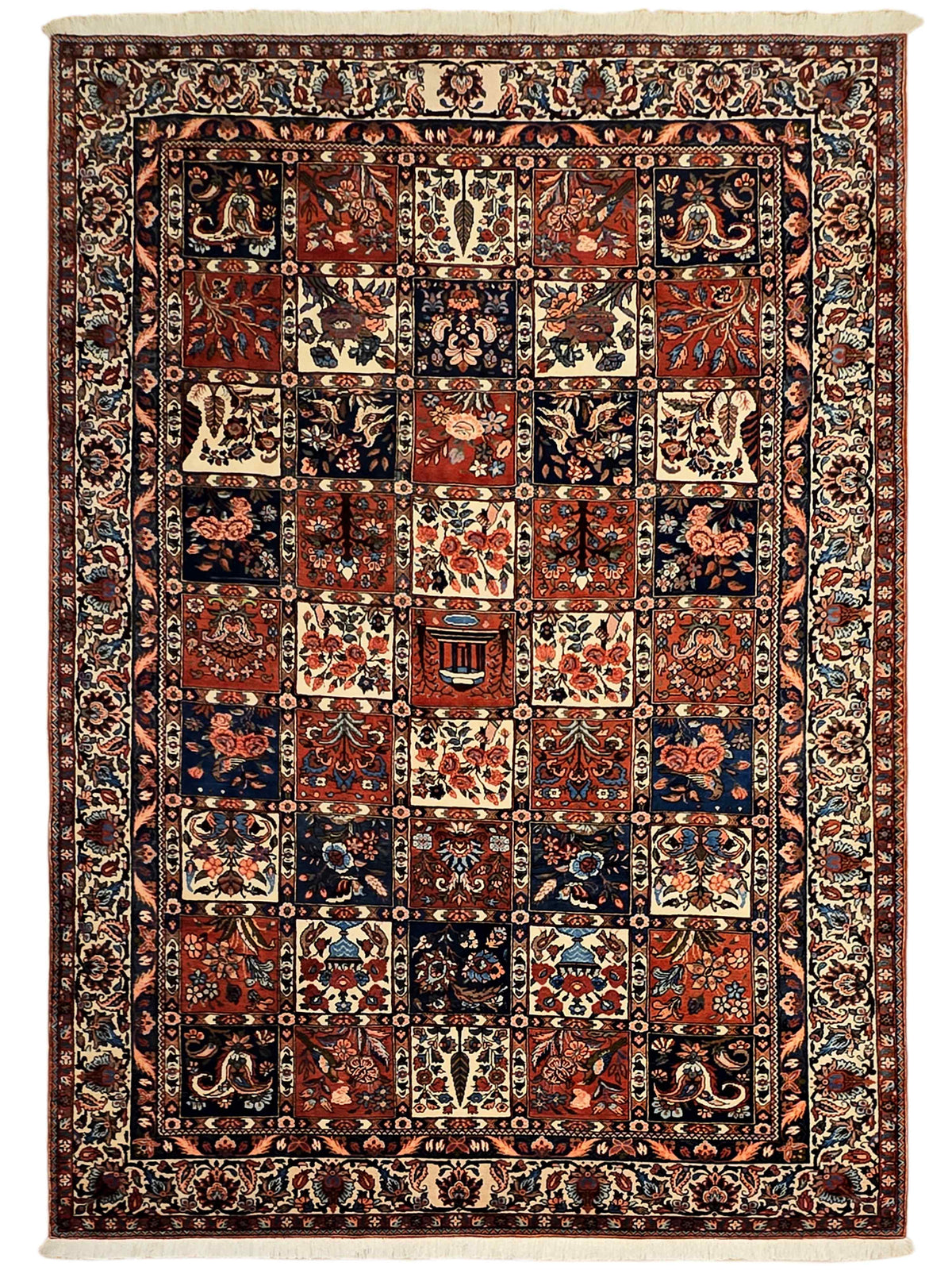 Bakhtiare 300x210 area rug with multicolor patchwork medallion pattern and border