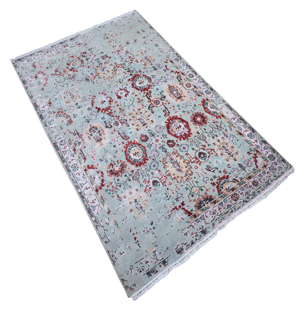 2025 Mint Ruby Blossom Oushak Rug - 235x166 cm
