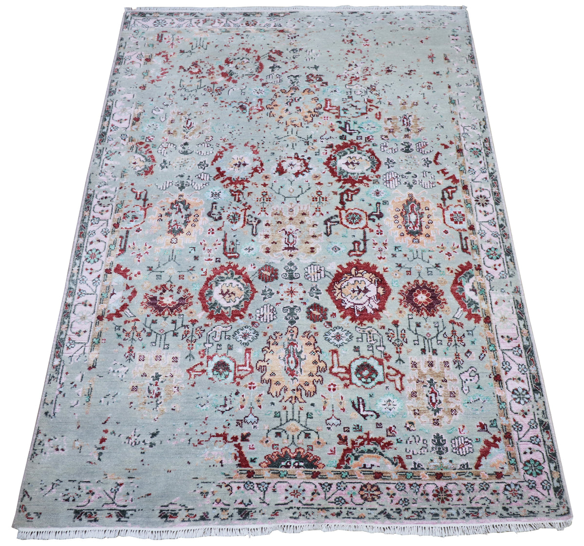 2025 Mint Ruby Blossom Oushak Rug - 235x166 cm