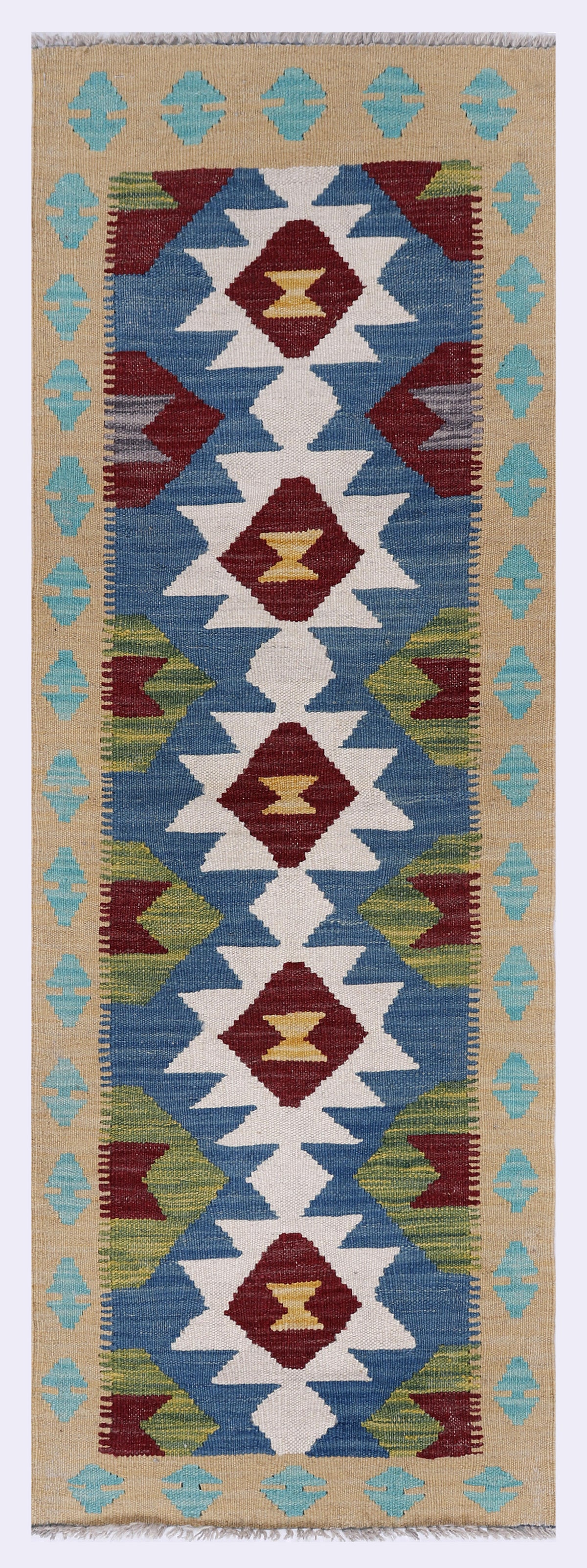 Azure Nomad Blue Kilim 147x51 cm