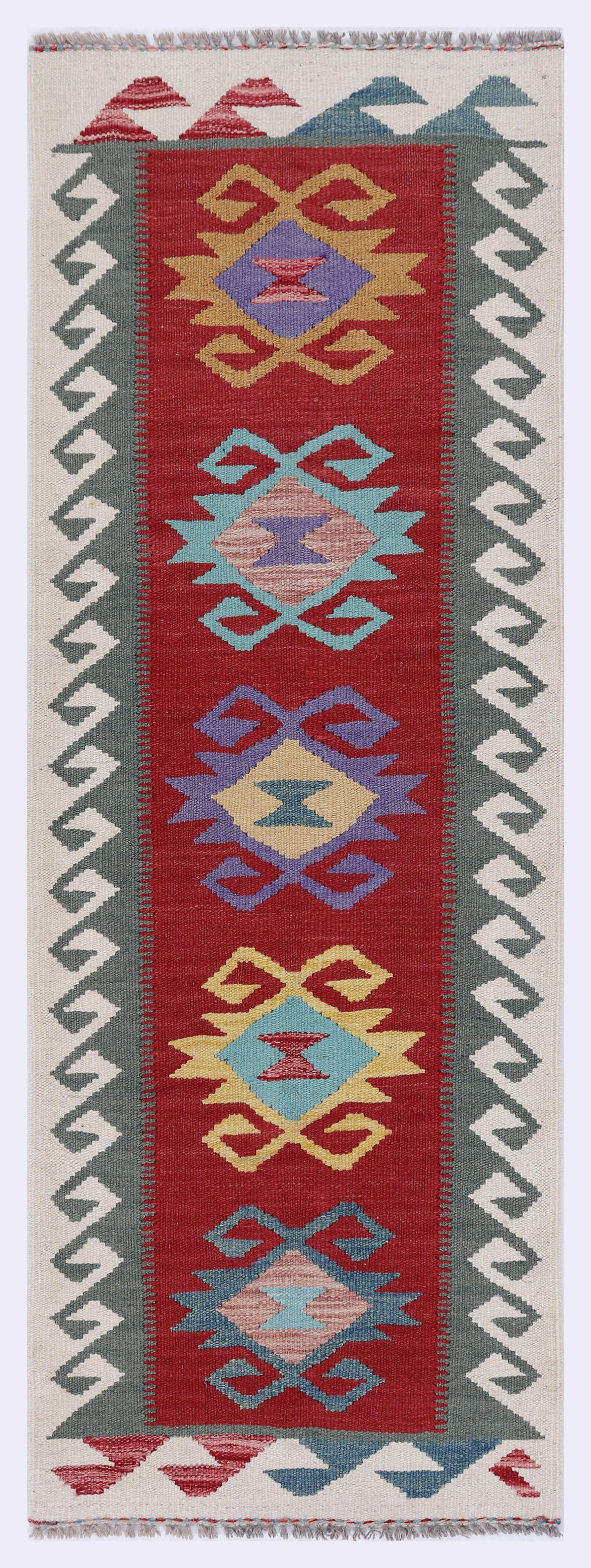 Rubinroter Kelim-Teppich 156x55 cm