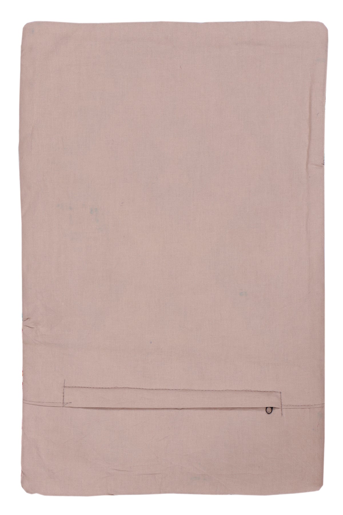 Rectangular cushion cover, solid light pink fabric, with simple border seam