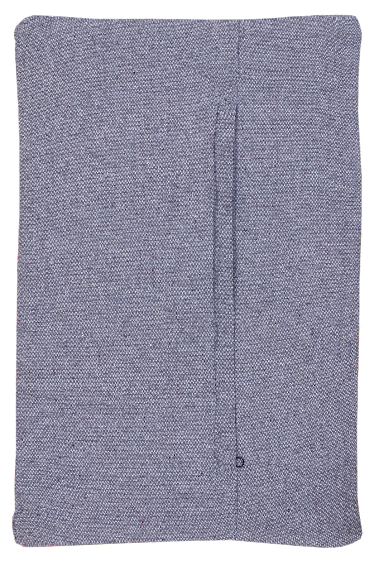 Plain blue-gray kilim cushion cover, visible central seam, no pattern