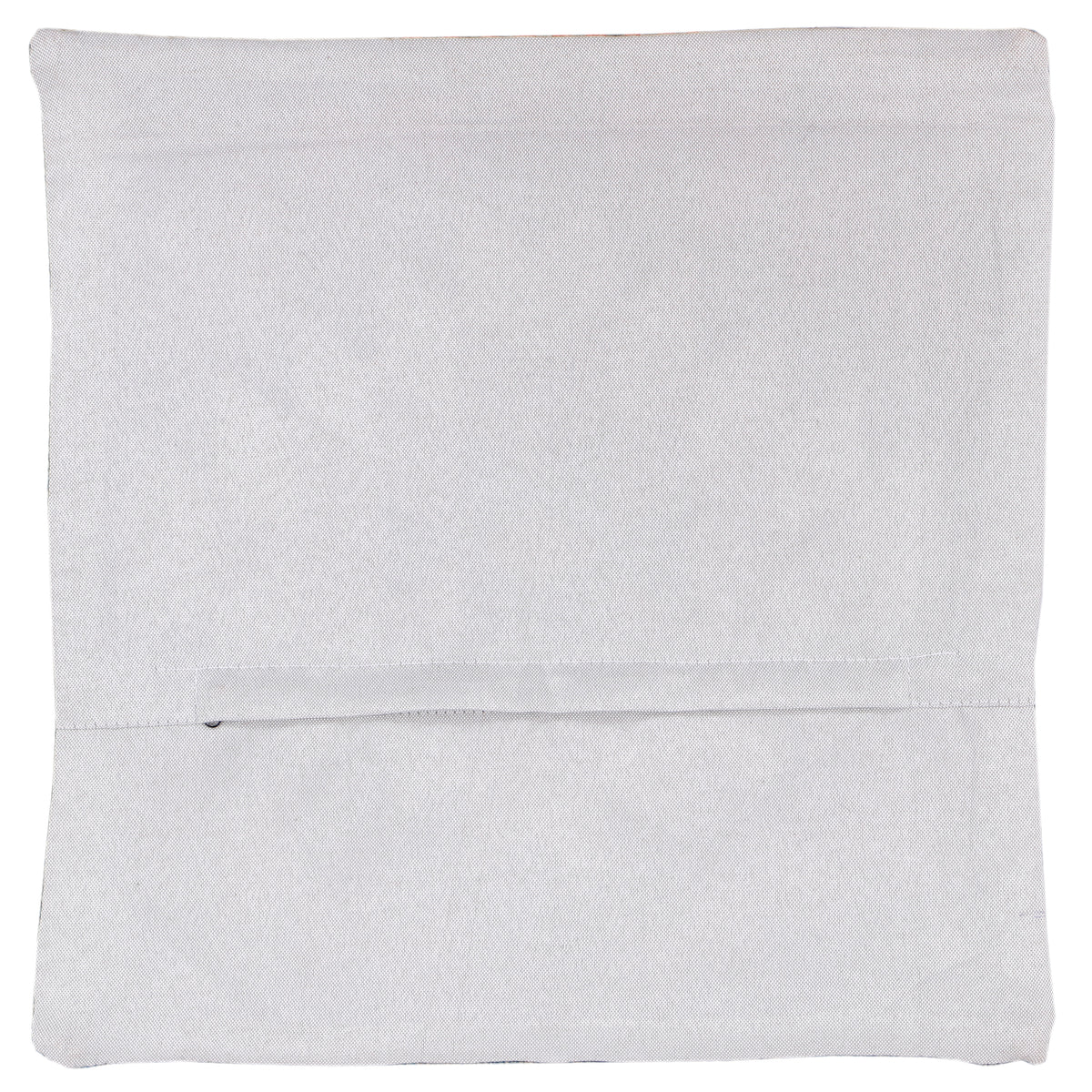 White kilim cushion cover reverse side, smooth plain fabric with stitched edges
