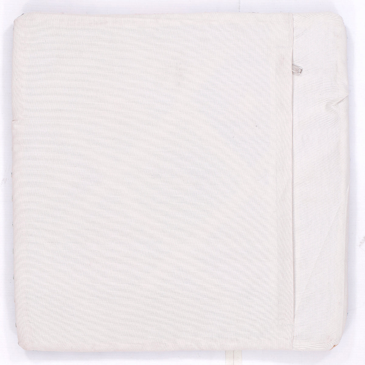Kilim cushion back in off-white with stitched border and side seam