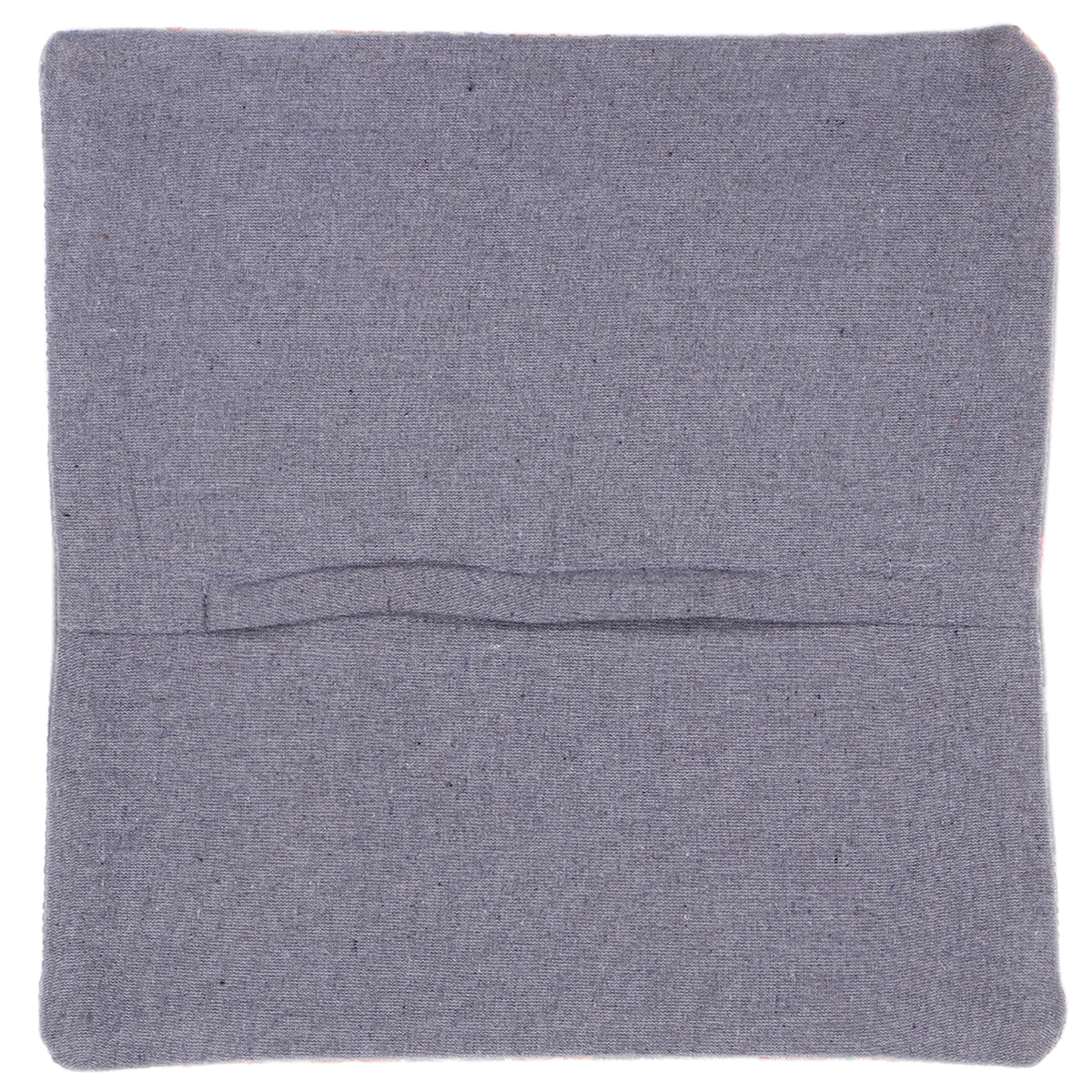 Kilim cushion back in solid gray fabric with central seam, 45x45 cm