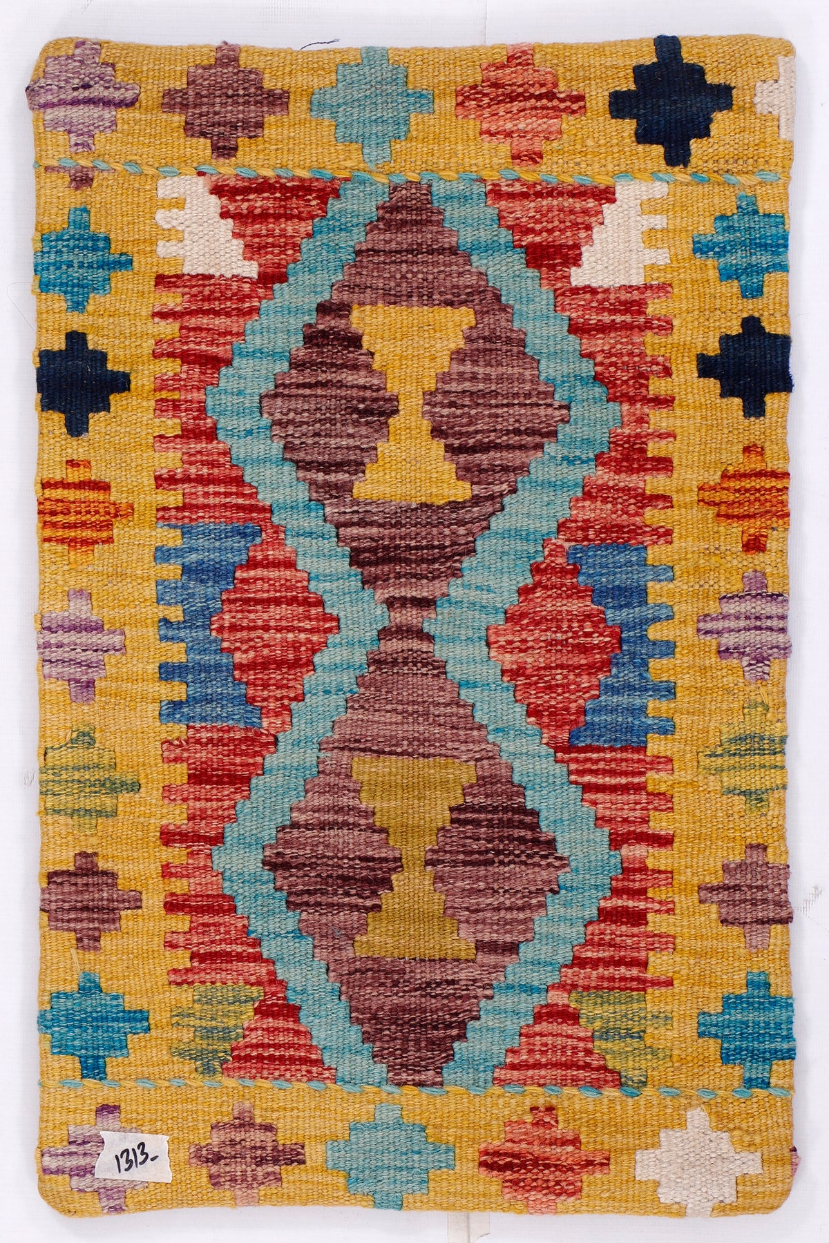 Colorful kilim cushion cover, 35x55 cm, geometric diamond pattern