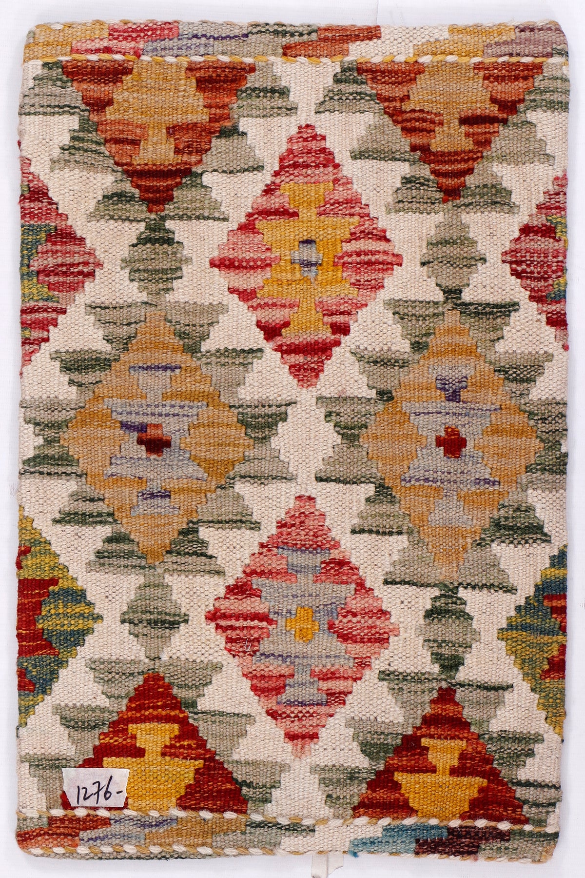Kilim cushion cover, multicolor geometric diamond pattern, 35x55 cm
