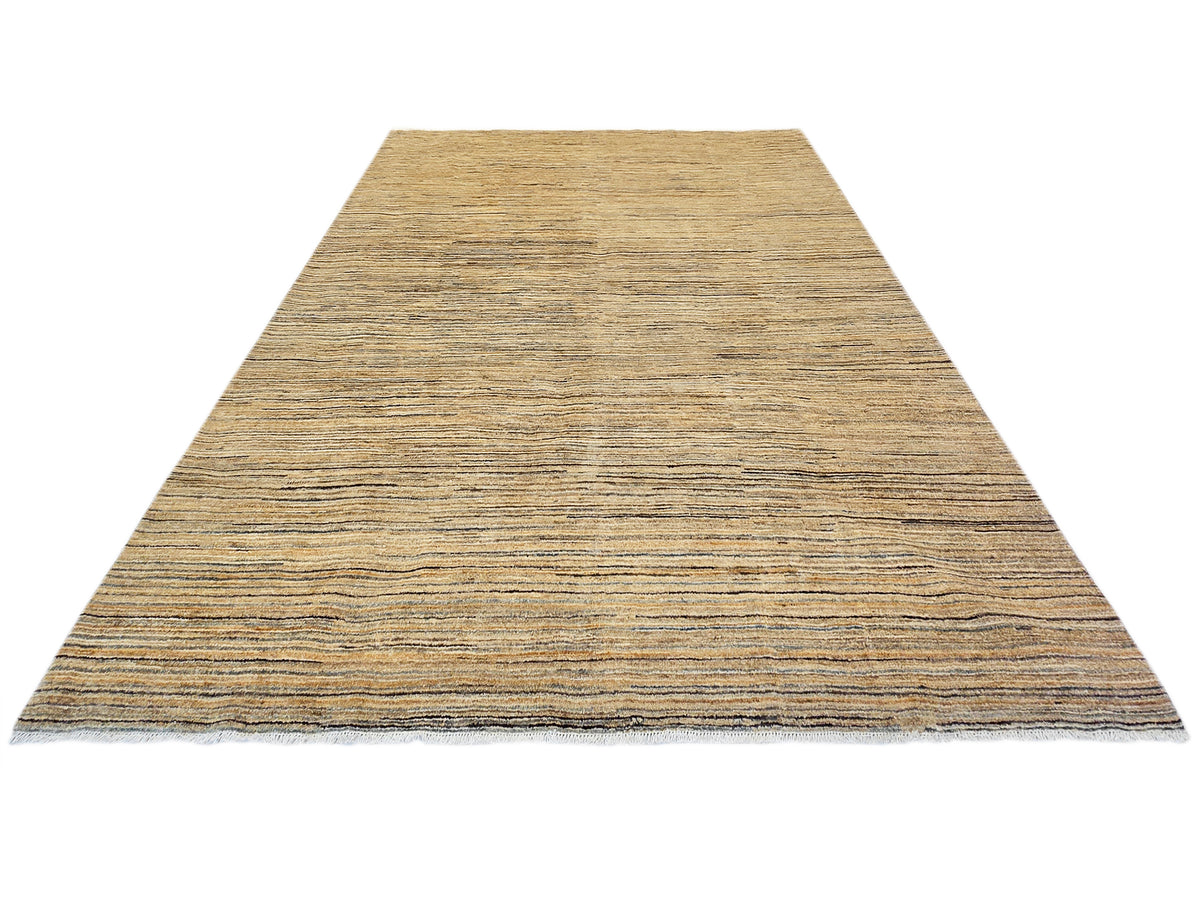 Streepje rug with thin stripes in beige and dark gray, flatweave texture.